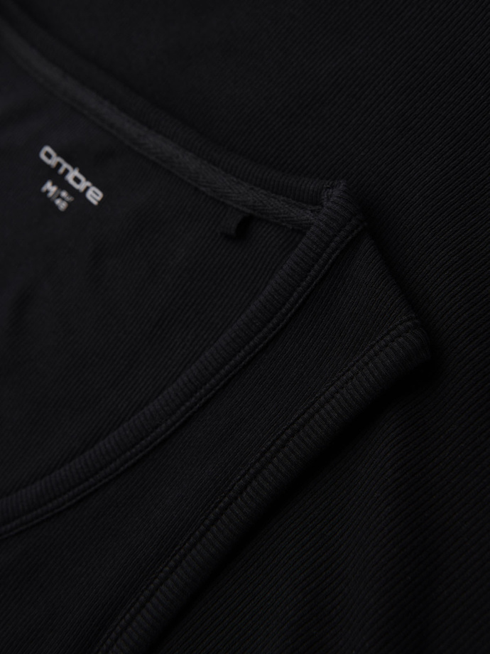 Men's cotton basic t-shirt with straps - black V3 OM-TSBT-0239