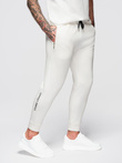 Men's sweatpants with ribbed legs and rubber print - white V2 OM-PASK-0223