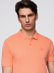 Men's BASIC single color pique knit polo shirt - peach V19 OM-POBS-0100