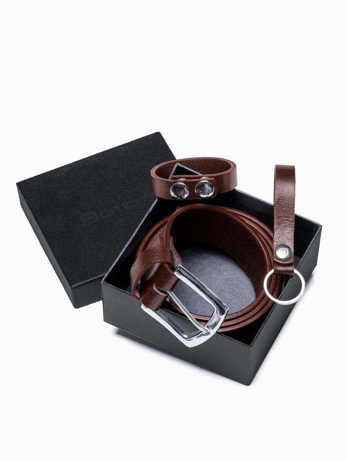 Men's leather accessories set - brown A654