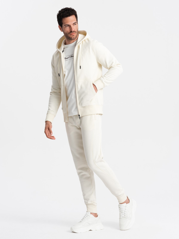 BASIC men's sweatshirt set unbuttoned sweatshirt + joggers - cream V5 Z86