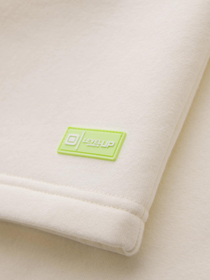 Szorty dresowe unisex ze ściągaczem w pasie – kremowe V2 OU-SRBC-0101