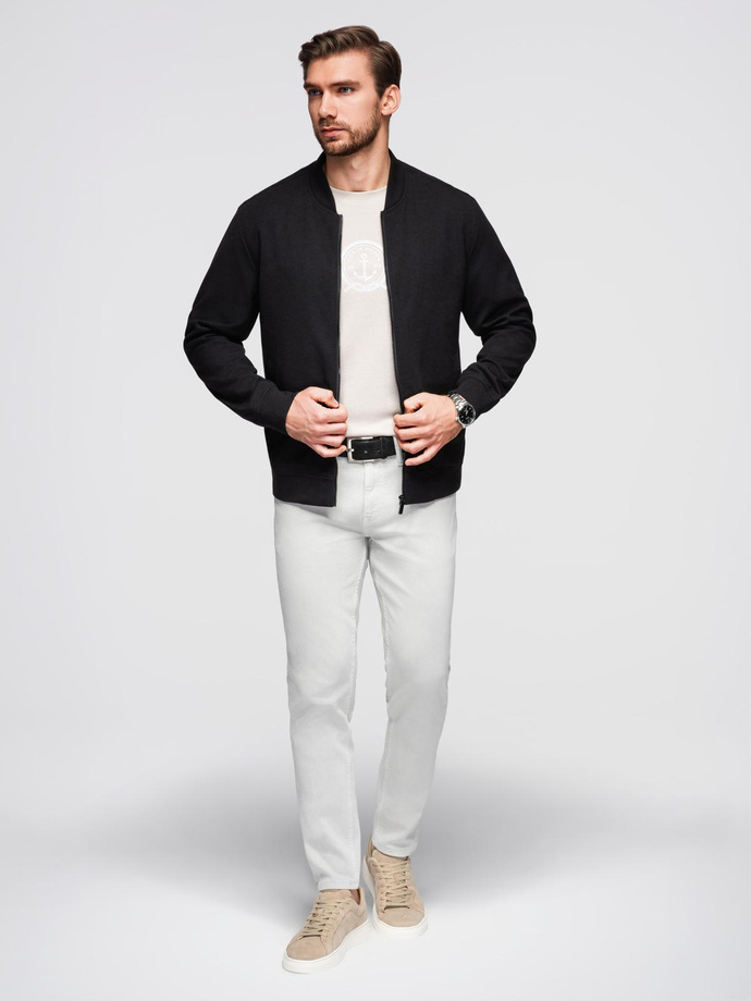 Men's raglan sleeve bomber jacket - black V1 OM-JANP-0159