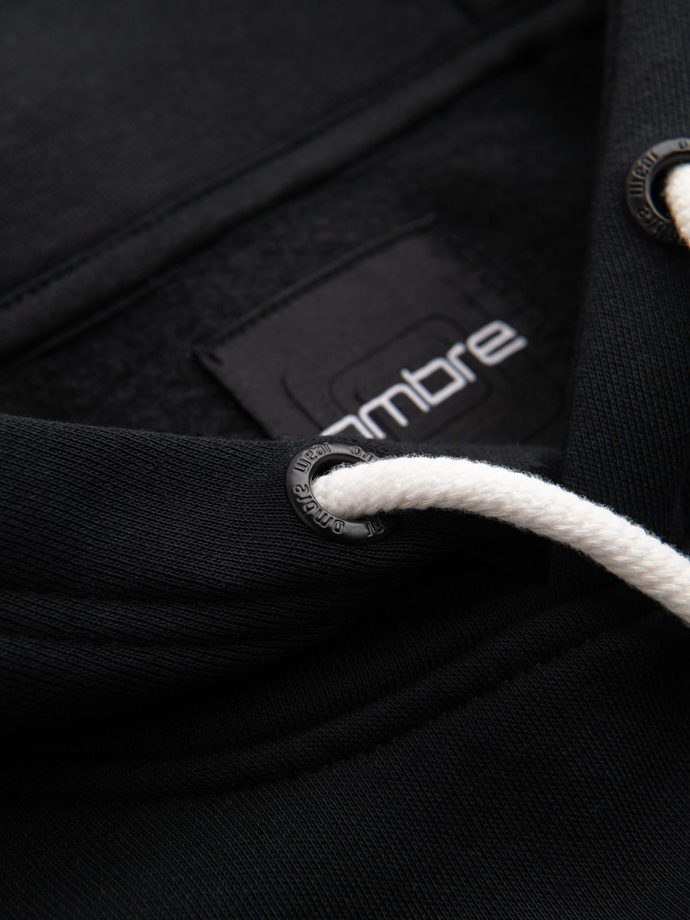 Men's hooded sweatshirt with graphics - black V3 B1714