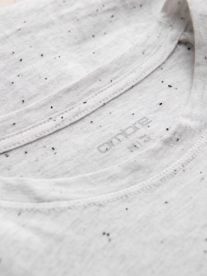 T-shirt męski z ozdobnym efektem confetti - kremowy V1 OM-TSCT-0178