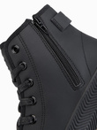 Men's high top sneakers with zipper for easy donning - black V1 OM-FOTH-0184