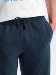  Men's pre-knee BASIC sweat shorts - navy blue V1 OM-SRBS-0149 