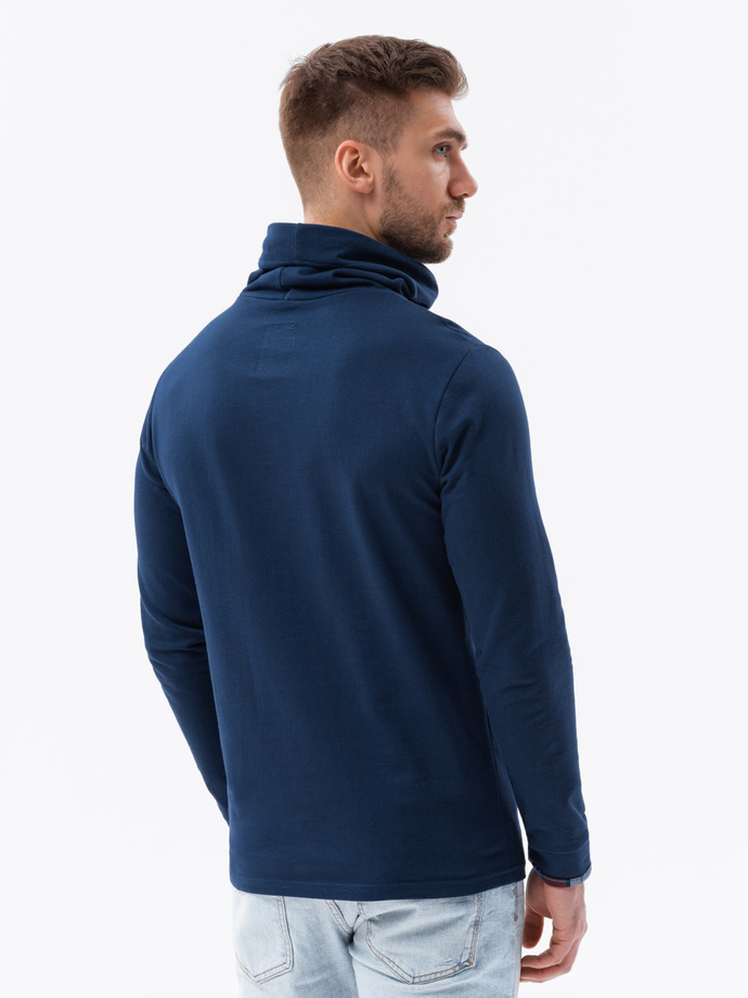 Men's sweatshirt with a stand-up collar - navy B1015