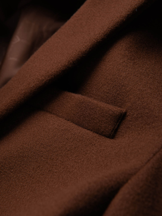 Men's casual blazer with decorative buttons on cuffs - chocolate brown V1 OM-BLZB-0118