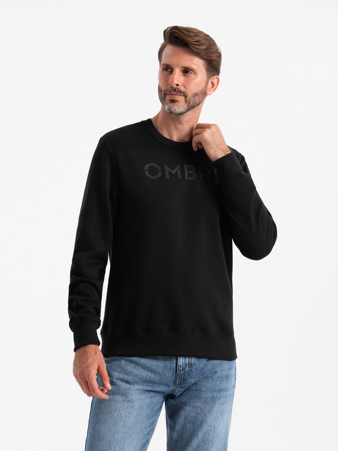 Classic men's sweatshirt with inscription - black V4 OM-SSPS-0181