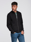 Cotton unbuttoned men's sweatshirt bomber - black V5 OM-SSZP-0215