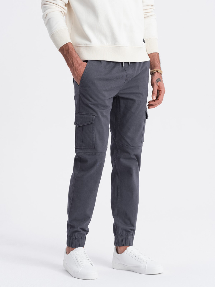 Men's JOGGERS pants with zippered cargo pockets - graphite V3 OM-PAJO-0123