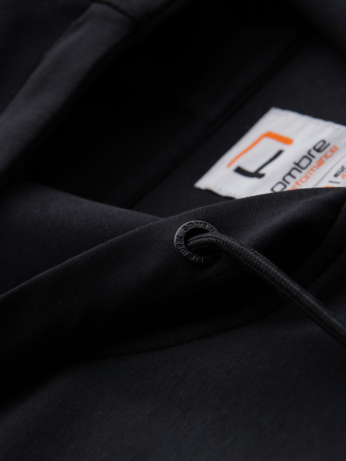 Unzipped hoodie sweatshirt in streetwear style - black V3 OM-SSZP-0213