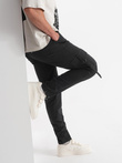 Men's cargo pants STRAIGHT LEG with stripes on pockets - black V4 OM-PACG-0197