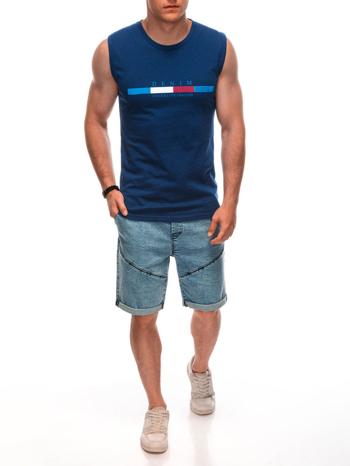 Men's printed tank top S1955 - dark blue
