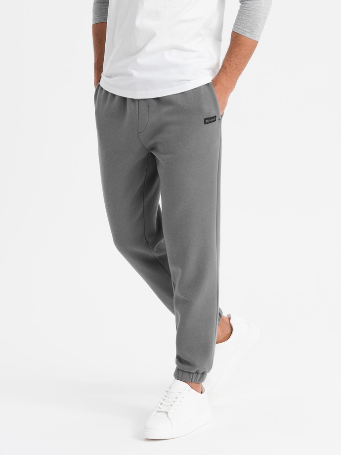 Klasyczne spodnie dresowe ze ściągaczami unisex– szare V18 OU-PSBC-0100