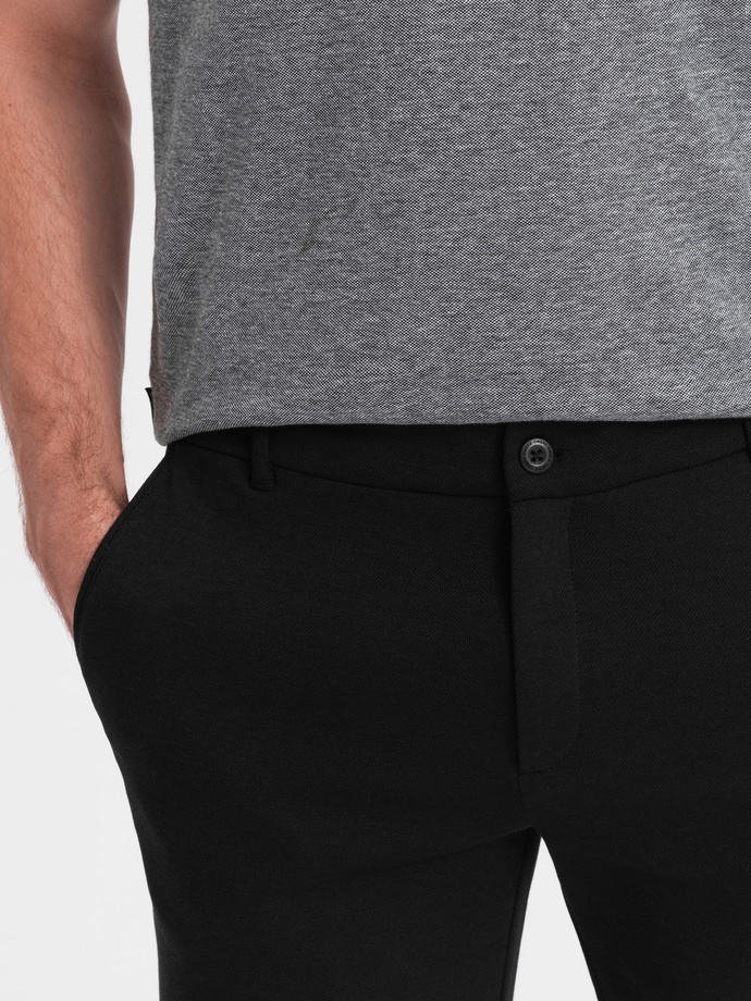 Men's SLIM FIT shorts in structured knit fabric - black V2 OM-SRCS-0126