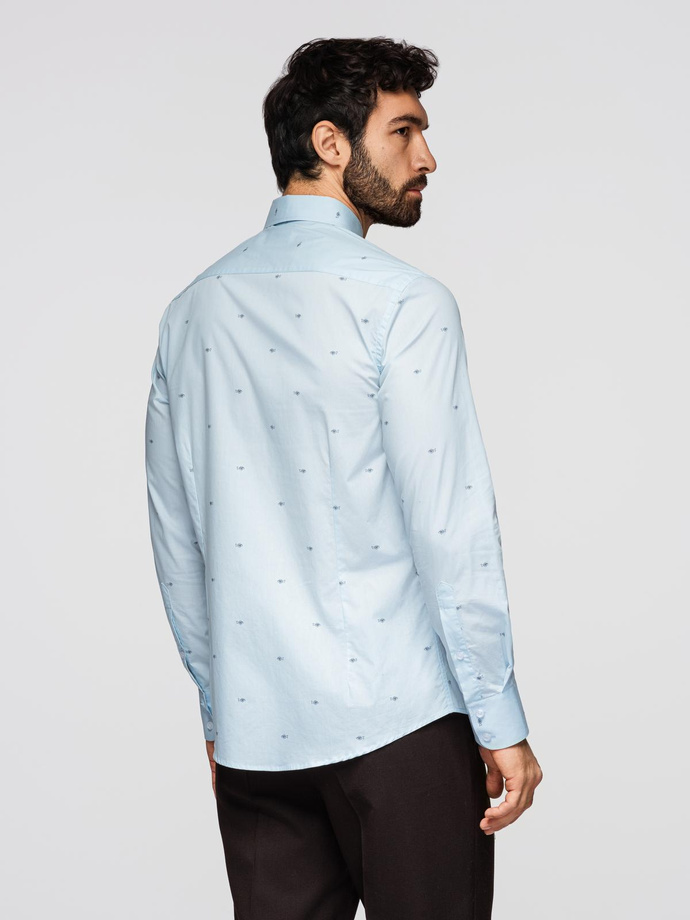 Classic men's cotton SLIM FIT shirt in micro pattern - white V1 K696