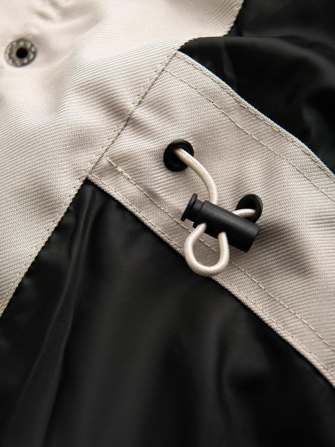 Długa ciepła męska kurtka typu parka z kapturem – beżowa V5 OM-JALJ-0182