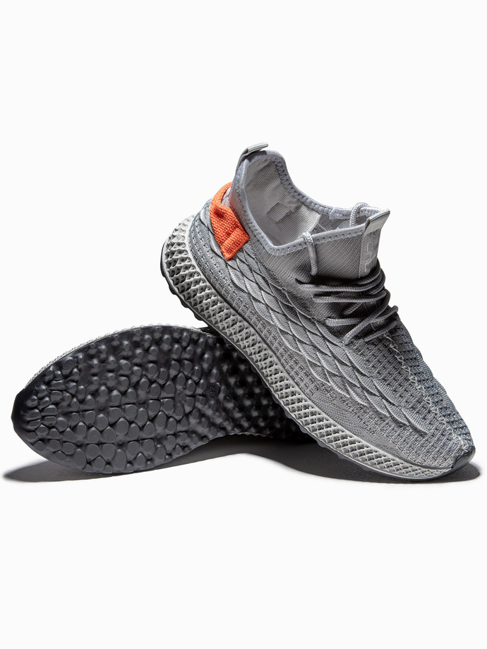 Lightweight men's shoes lace-up sneakers - grey V1 OM-FOKS-0141