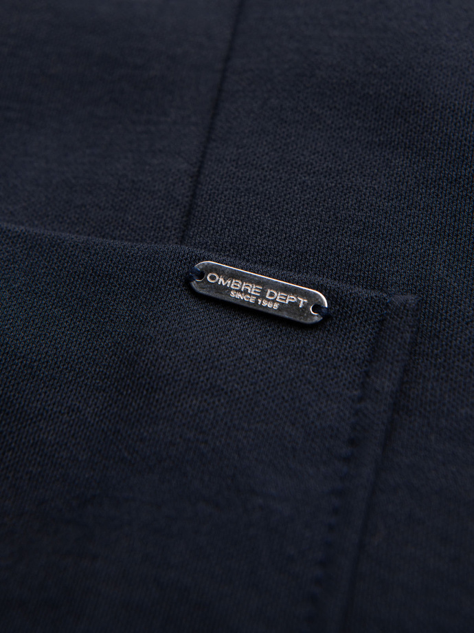 Męska marynarka SLIM z dzianiny o subtelnej strukturze – granatowa V3 OM-BLZB-0101