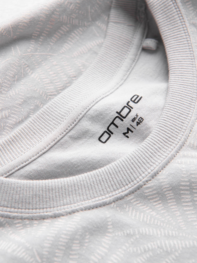 Men's fulllprint t-shirt in palm leaves - grey V2 OM-TSFP-0182