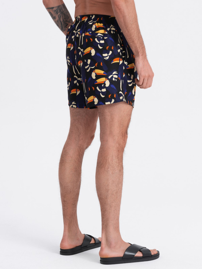 Szorty męskie kąpielówki w tukany - czarno-granatowe V1 OM-SRBS-0140