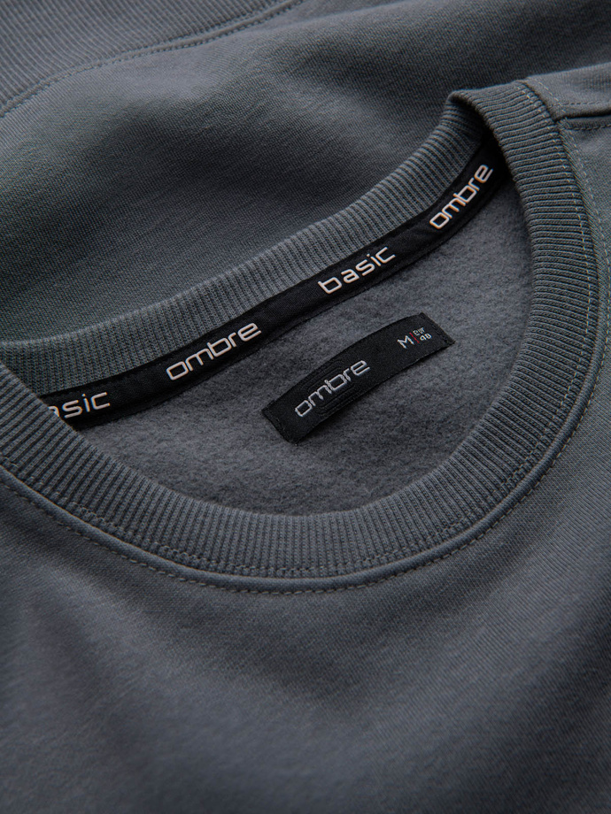BASIC men's non-stretch cotton sweatshirt - graphite V11 OM-SSBN-0159