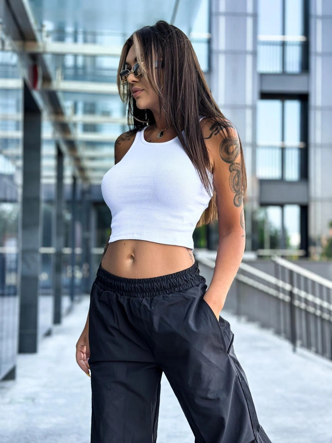 Striped crop top SLR090- white