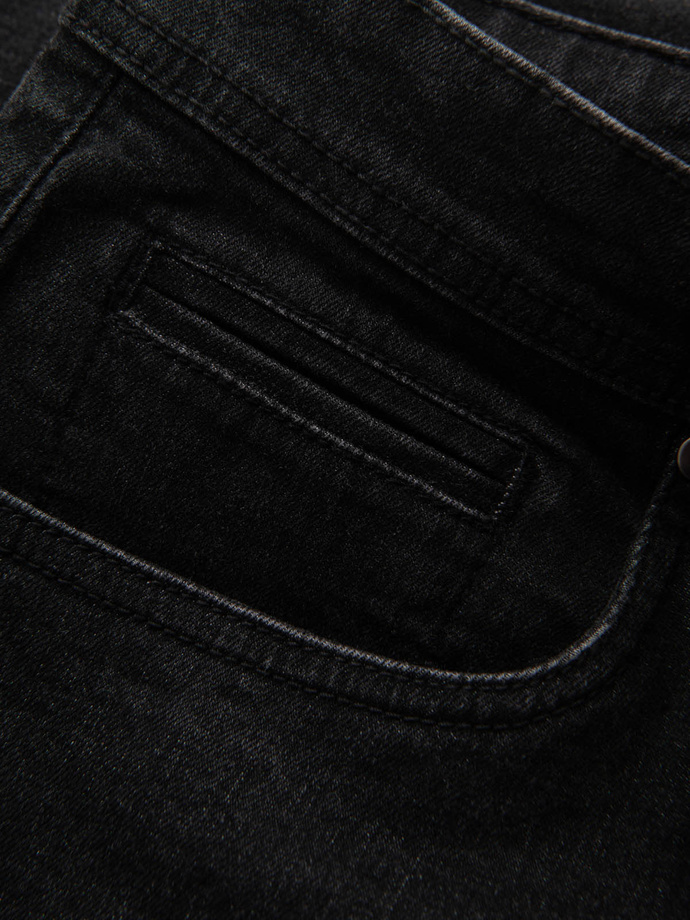 Szorty jeansowe męskie z podwiniętymi nogawkami – czarne V4 OM-SRDS-0134