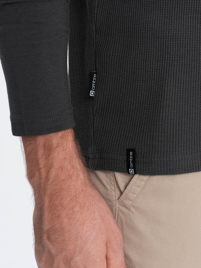 Longsleeve męski o strukturze "wafla" - grafitowy V5 OM-LSCL-0109