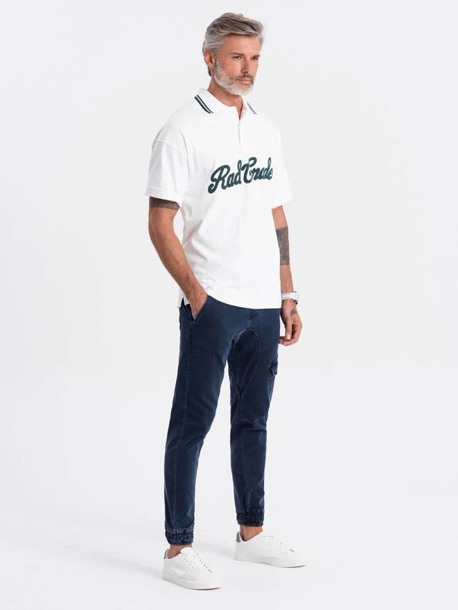 Men's JOGGERS pants with cargo pocket - navy blue V3 OM-PADJ-0112