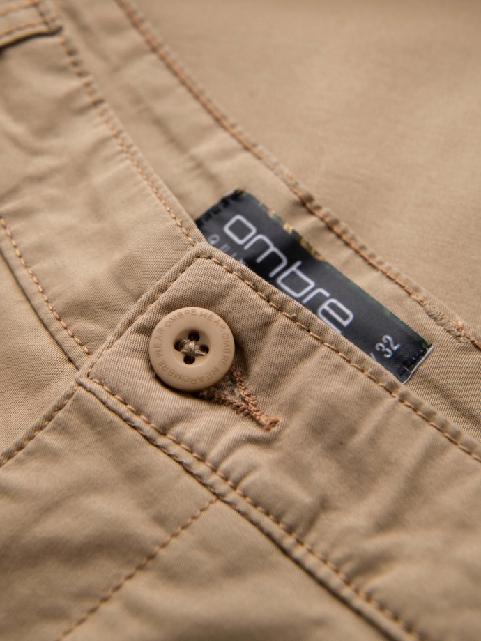 Classic men's chino shorts with rolled up leg - beige V11 OM-SRCS-0197