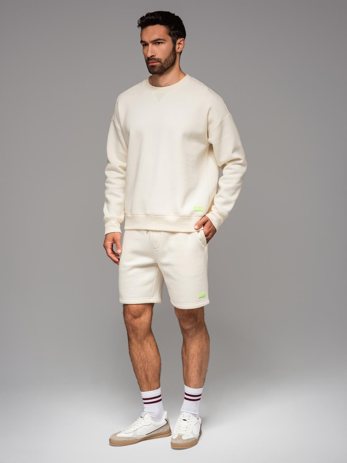 Klasyczna bluza dresowa unisex z okrągłym dekoltem – kremowa V2 OU-SNBC-0104