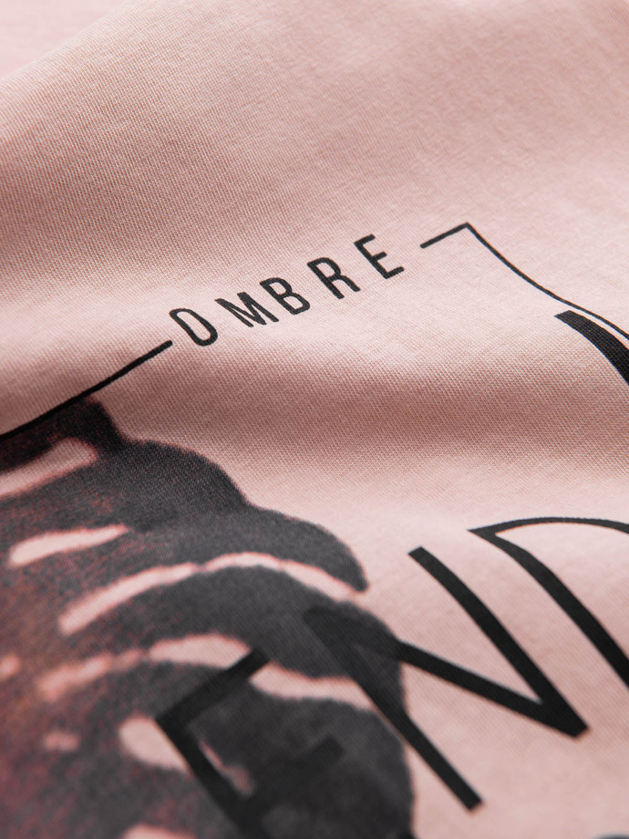 Men's printed T-shirt - pale pink V2 OM-TSPT-0131 (PALE ROSE)