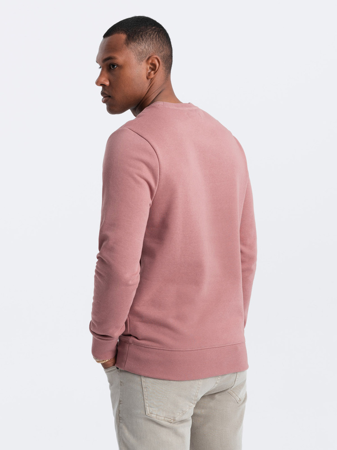Men's BASIC cotton non-stretch sweatshirt - dark pink V4 OM-SSBN-0159