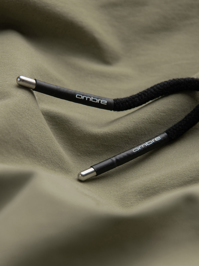 Men's JOGGER pants with zippered cargo pockets - khaki V1 OM-PAJO-0125