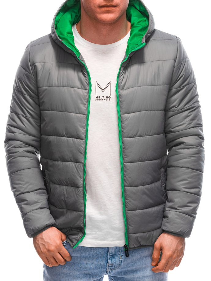 Men's mid-season quilted jacket C527 - dark grey