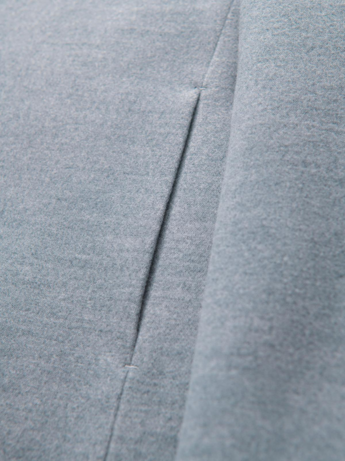 Płaszcz męski z wysokim kołnierzem i asymetrycznym zapięciem – szary melanż V1 OM-COWC-0141