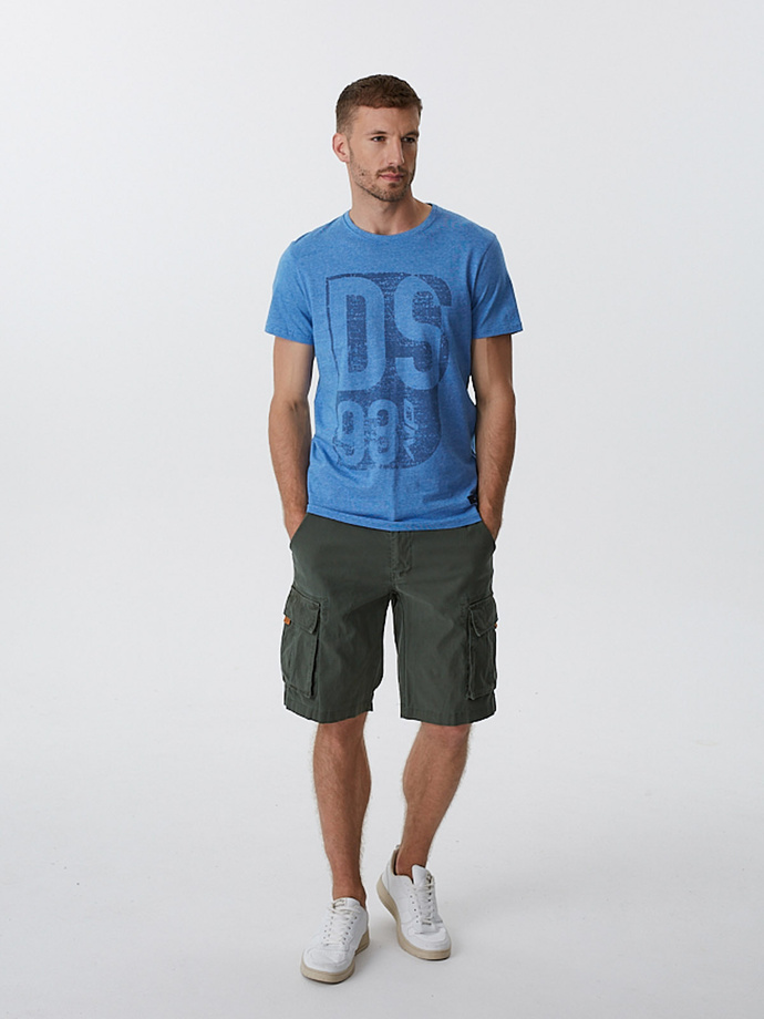 Men's printed T-shirt LAIRD VII S1813 - blue melange