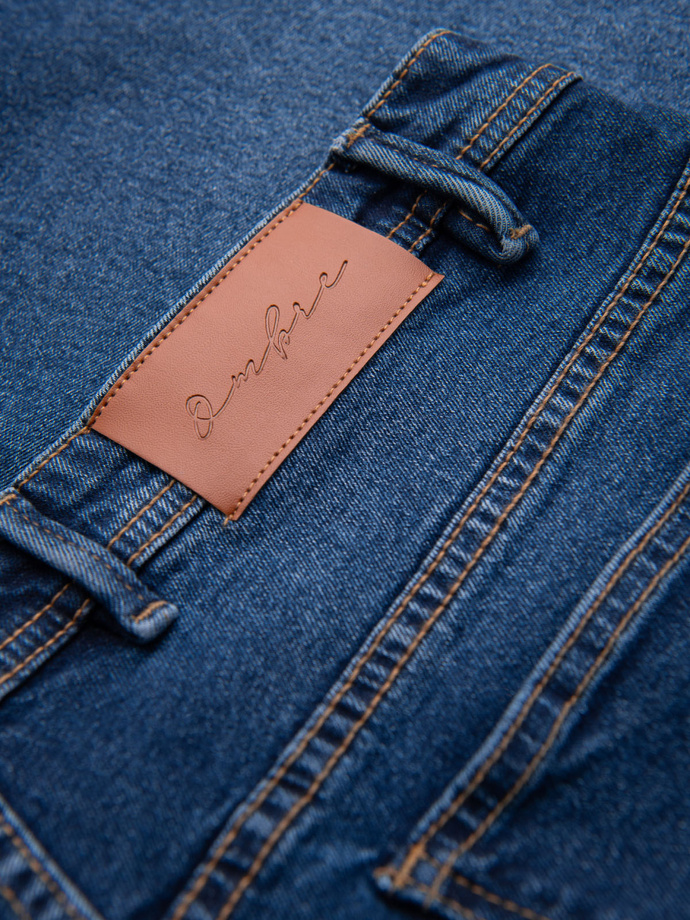 Men's denim shorts with classic cut - dark blue V3 OM-SRDS-0171