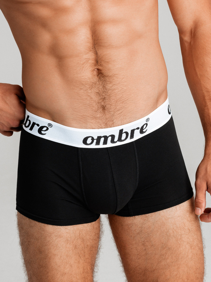 Men's cotton boxer shorts with contrasting elastic - 7-pack black V1 OM-UNBO-0100