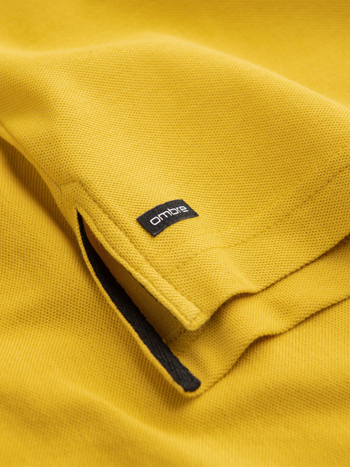 Men's collarless polo shirt - yellow V9 OM-TSCT-0156