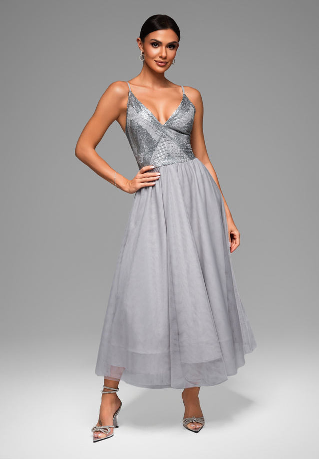 Evening dress LA-OM-DLR075 grey
