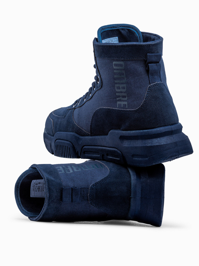Men's ankle sneaker boots with sculpted sole - navy blue V4 OM-FOBO-0122