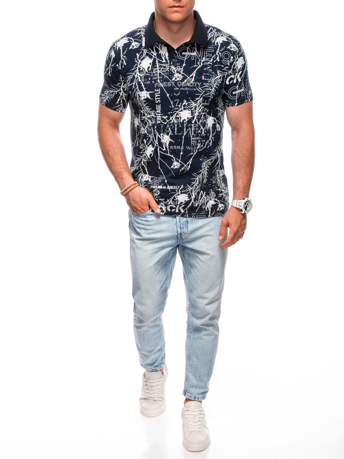 Printed Men's Polo Shirt S1994 - navy