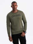 Classic men's sweatshirt with inscription - dark olive V2 OM-SSPS-0181