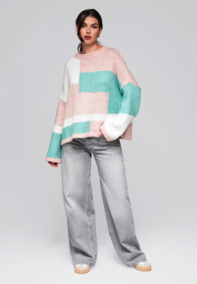 Women's sweater LW-SWSW-0108 - pink/cream