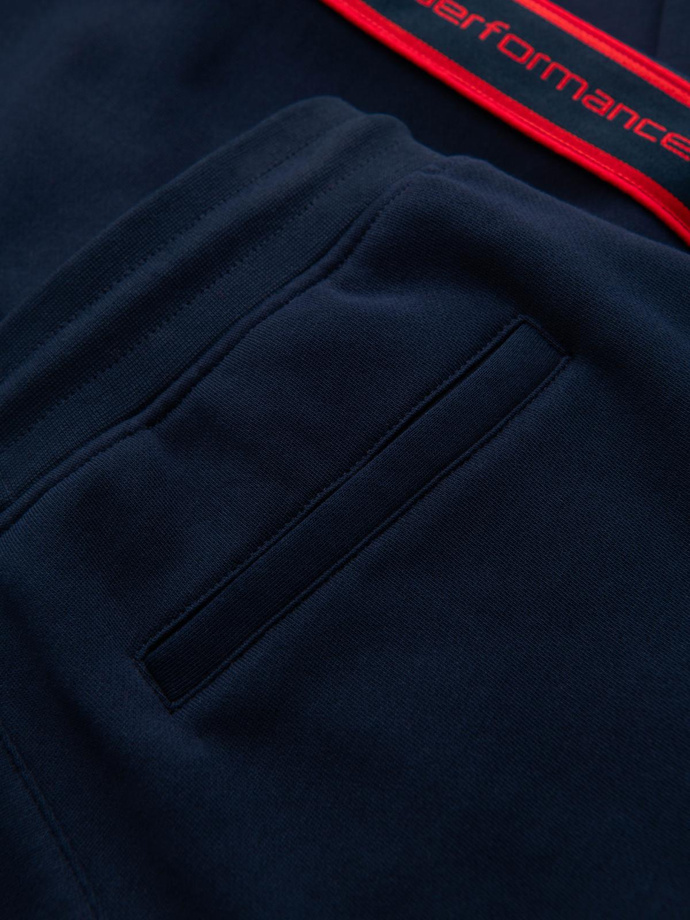 Sportowe spodnie męskie jogger z lampasami – granatowe V3 OM-PASK-0284