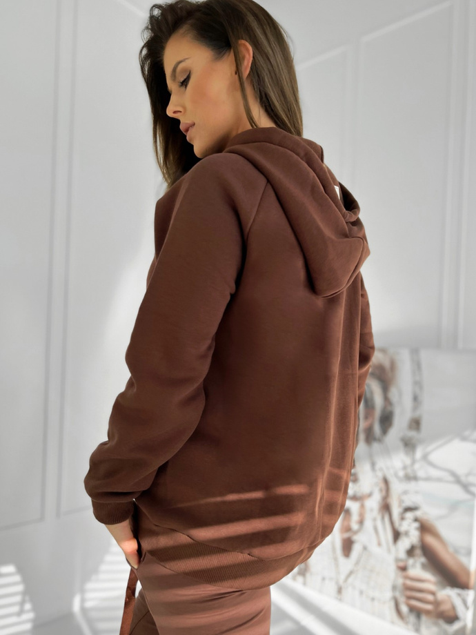 Bluza damska z kapturem TLR042 - brązowa